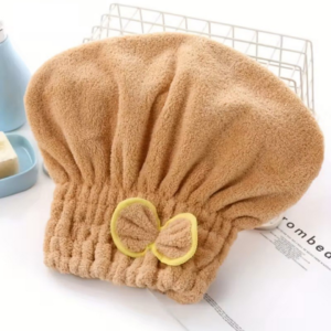Quick-Dry Hair Towel Cap Coral Fleece Soft Brown TPMP